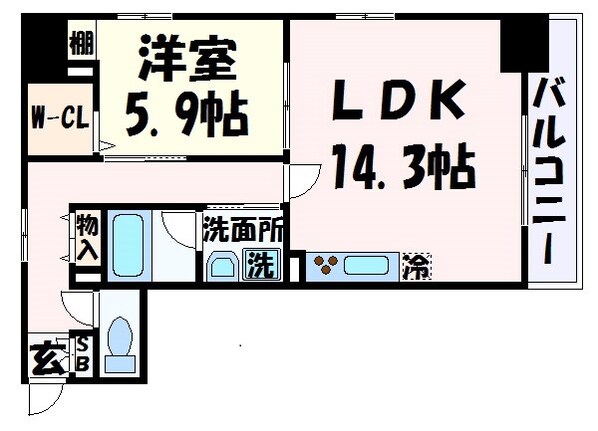 三ノ宮駅 徒歩7分 6階の物件間取画像